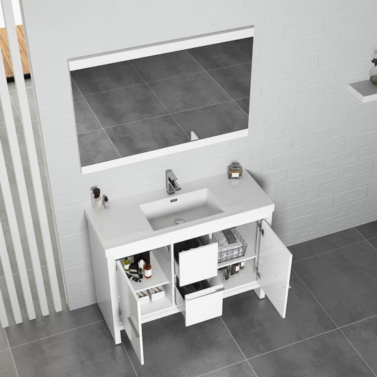 Milan 48 Inch Vanity Base Only - White