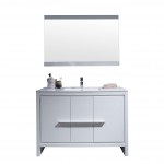 Milan 48 Inch Vanity with Ceramic Single Sink & Mirror - White