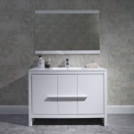 Milan 48 Inch Vanity with Ceramic Single Sink & Mirror - White