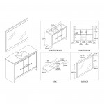 Milan 48 Inch Vanity with Ceramic Single Sink & Mirror - White