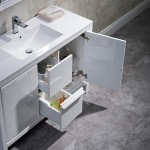 Milan 48 Inch Vanity with Ceramic Single Sink & Mirror - White