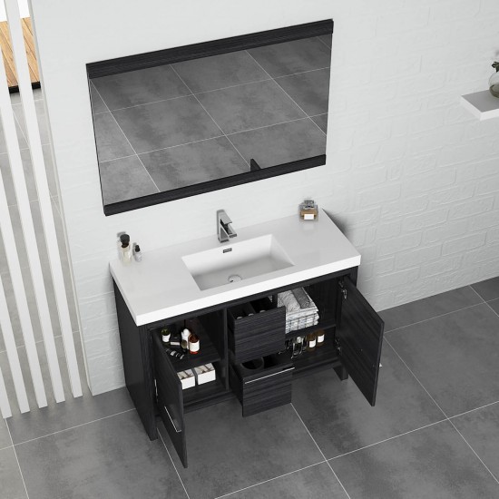 Milan 48 Inch Vanity Base Only - Silver Grey