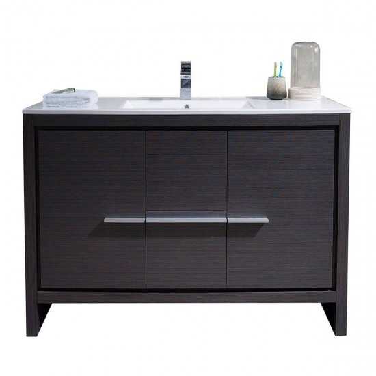 Milan 48 Inch Vanity with Ceramic Single Sink - Silver Grey