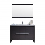 Milan 48 Inch Vanity with Ceramic Single Sink & Mirror - Silver Grey