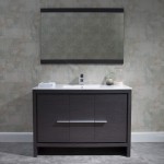 Milan 48 Inch Vanity with Ceramic Single Sink & Mirror - Silver Grey