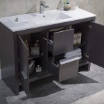 Milan 48 Inch Vanity with Ceramic Single Sink & Mirror - Silver Grey