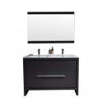Milan 48 Inch Vanity with Ceramic Double Sinks & Mirror - Silver Grey