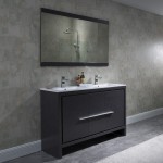 Milan 48 Inch Vanity with Ceramic Double Sinks & Mirror - Silver Grey