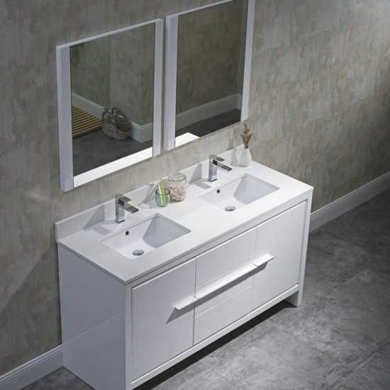 Milan 60 Inch Vanity Base Only - White