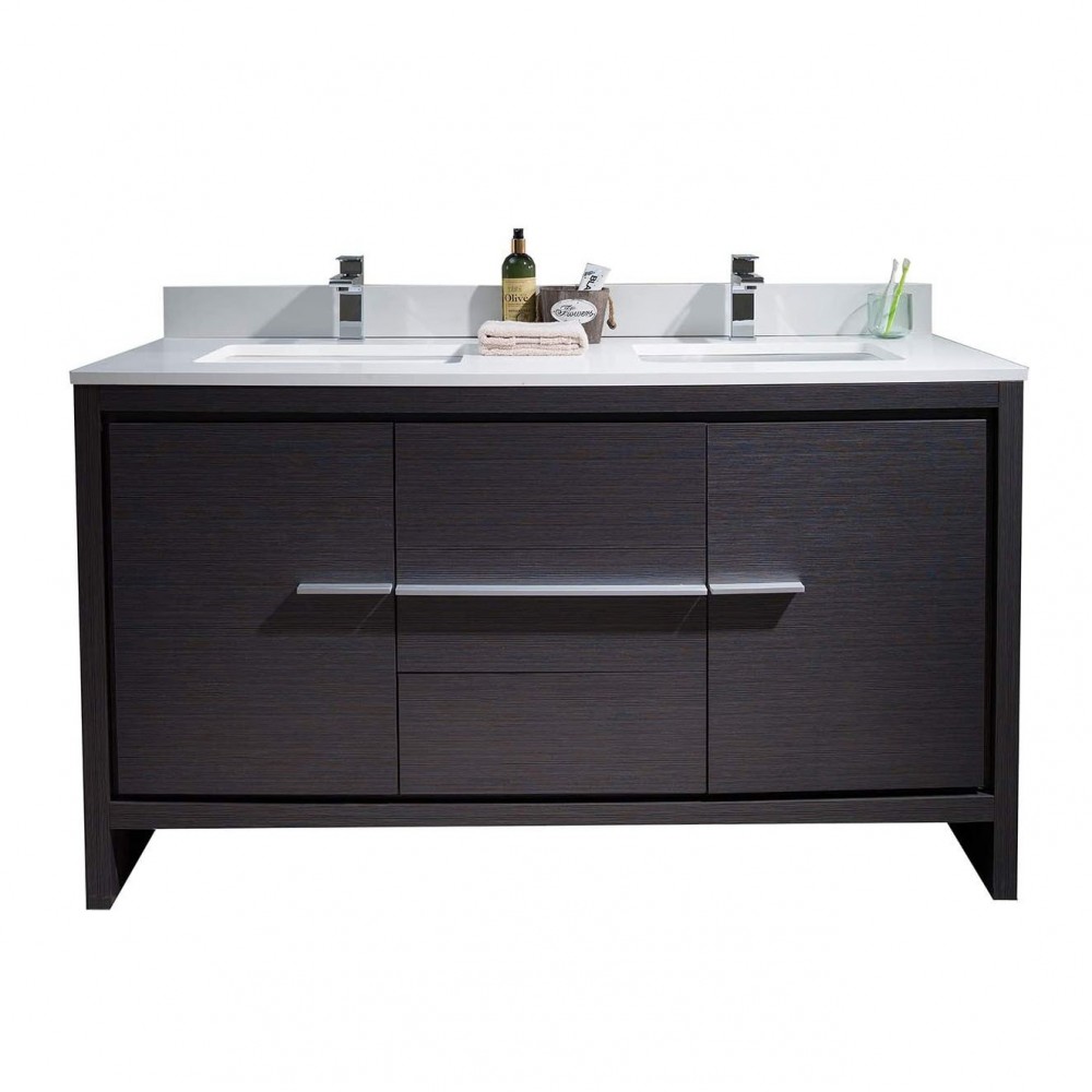 Milan 60 Inch Vanity Base Only - Silver Grey