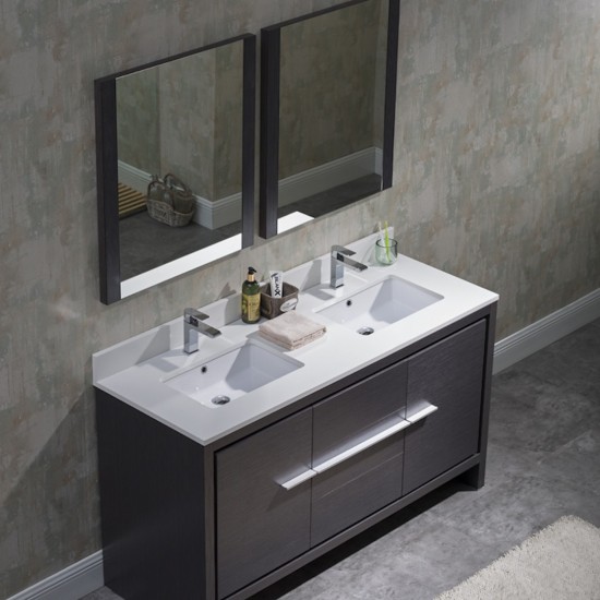 Milan 60 Inch Vanity Base Only - Silver Grey