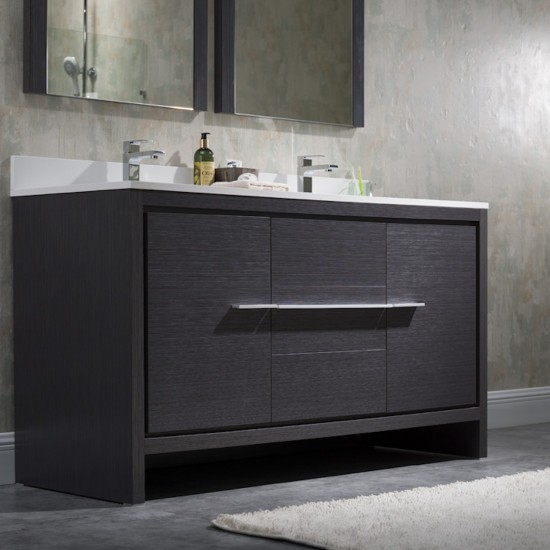 Milan 60 Inch Vanity Base Only - Silver Grey