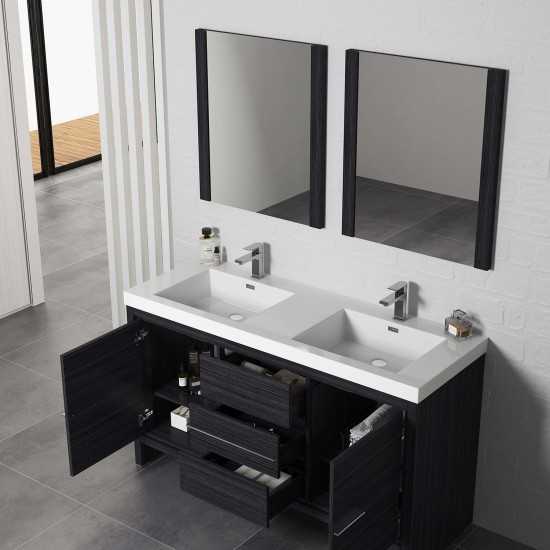 Milan 60 Inch Vanity Base Only - Silver Grey