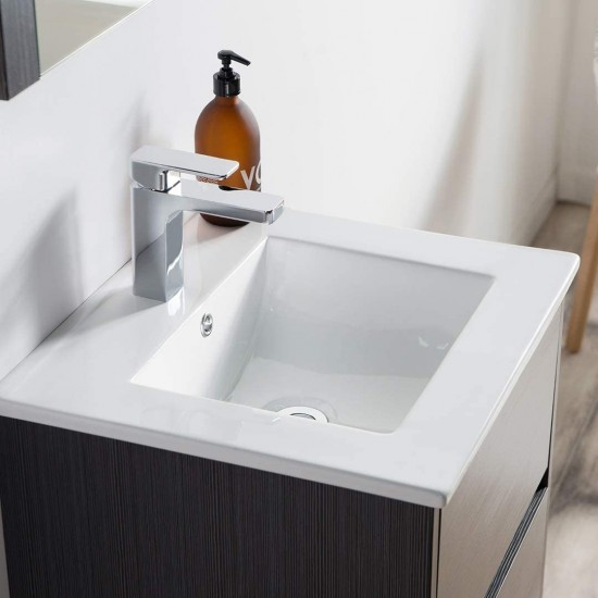 Valencia 20 Inch Vanity with Ceramic Sink - Silver Grey
