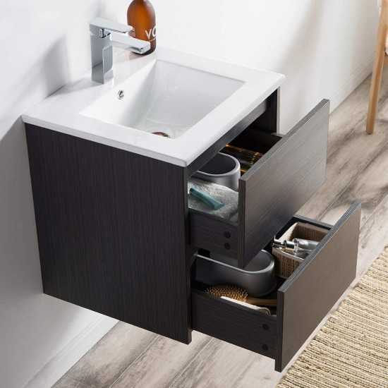 Valencia 20 Inch Vanity with Ceramic Sink - Silver Grey