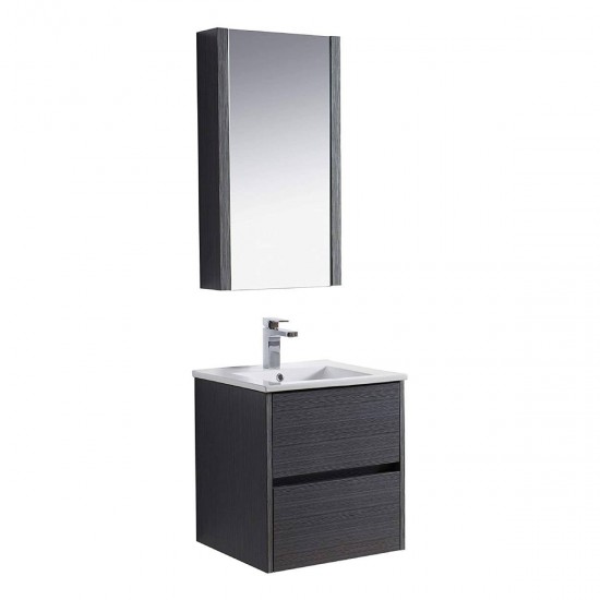 Valencia 20 Inch Vanity with Ceramic Sink & Medicine Cabinet - Silver Grey