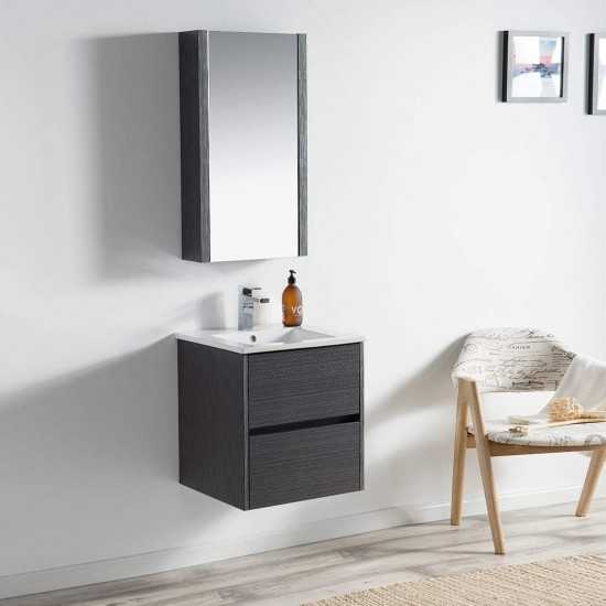 Valencia 20 Inch Vanity with Ceramic Sink & Medicine Cabinet - Silver Grey