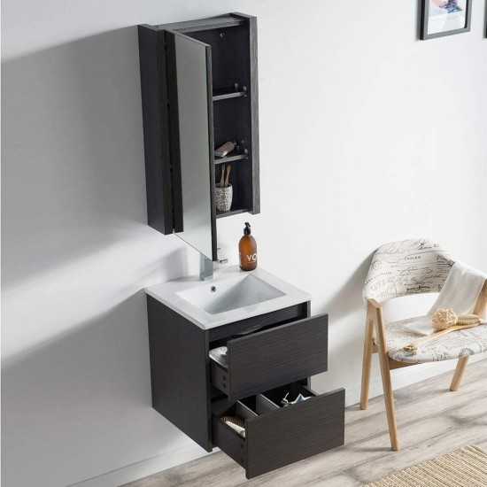 Valencia 20 Inch Vanity with Ceramic Sink & Medicine Cabinet - Silver Grey