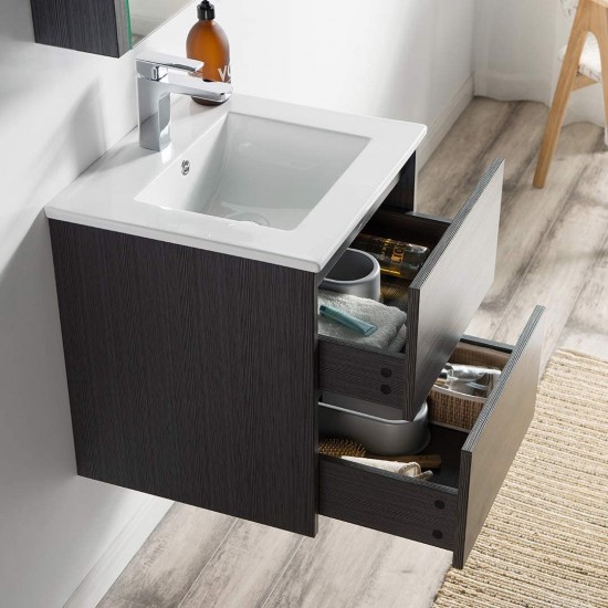 Valencia 20 Inch Vanity with Ceramic Sink & Medicine Cabinet - Silver Grey