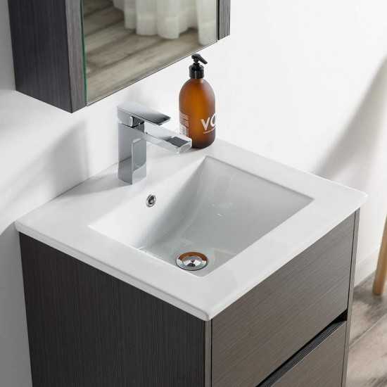 Valencia 20 Inch Vanity with Ceramic Sink & Medicine Cabinet - Silver Grey