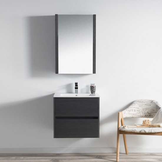 Valencia 24 Inch Vanity with Ceramic Sink - Silver Grey