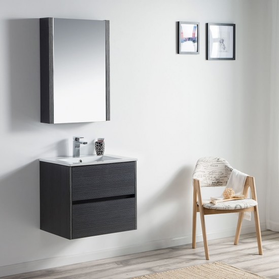 Valencia 24 Inch Vanity with Ceramic Sink - Silver Grey