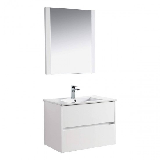 Valencia 30 Inch Vanity with Ceramic Sink & Mirror - White