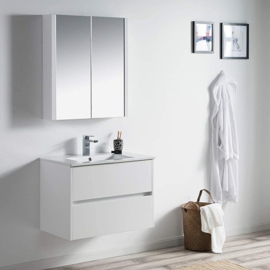 Valencia 30 Inch Vanity with Ceramic Sink & Medicine Cabinet - White