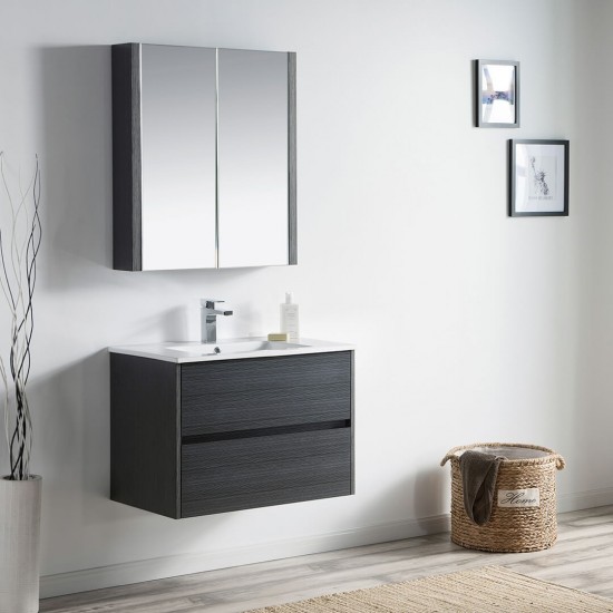 Valencia 30 Inch Vanity Base Only - Silver Grey