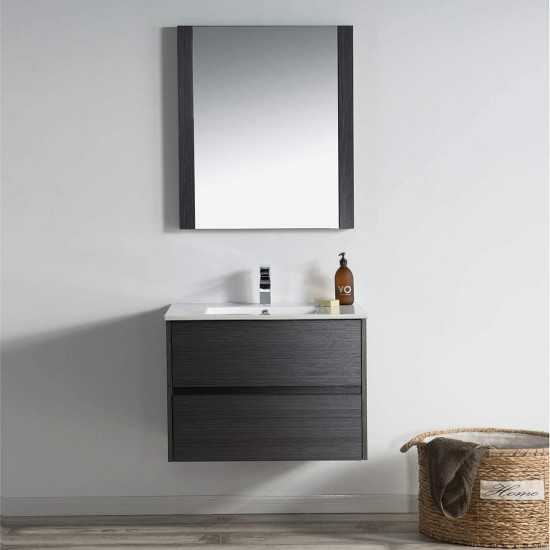 Valencia 30 Inch Vanity with Ceramic Sink & Mirror - Silver Grey