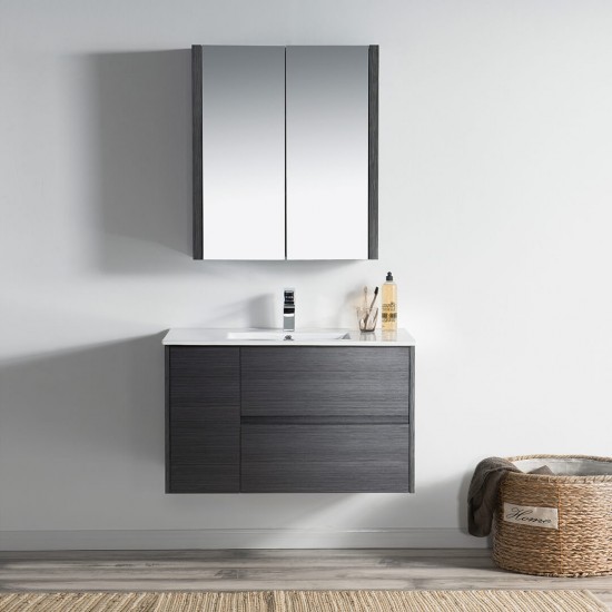 Valencia 36 Inch Vanity Base Only - Silver Grey