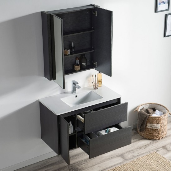 Valencia 36 Inch Vanity Base Only - Silver Grey