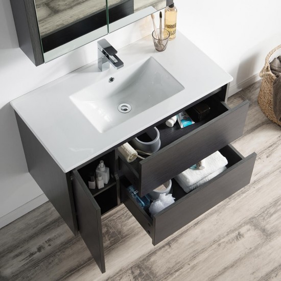 Valencia 36 Inch Vanity Base Only - Silver Grey