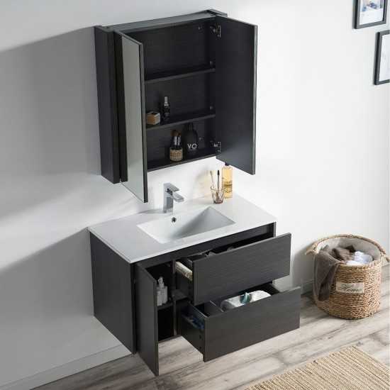 Valencia 36 Inch Vanity with Ceramic Sink - Silver Grey