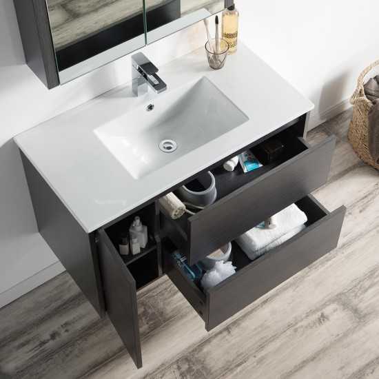 Valencia 36 Inch Vanity with Ceramic Sink - Silver Grey