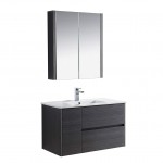 Valencia 36 Inch Vanity with Ceramic Sink & Medicine Cabinet - Silver Grey