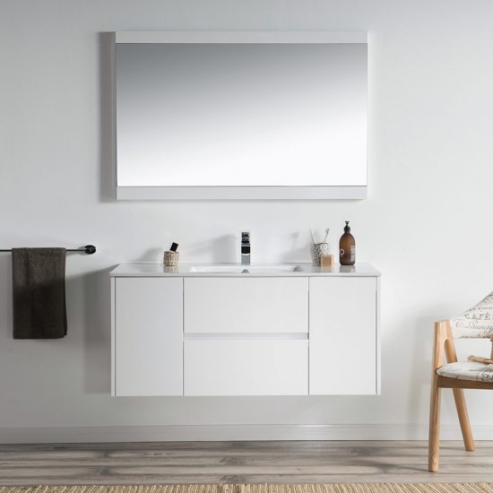 Valencia 48 Inch Single Vanity Base Only - White