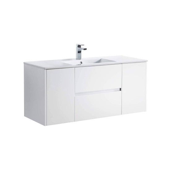 Valencia 48 Inch Single Vanity with Ceramic Sink - White