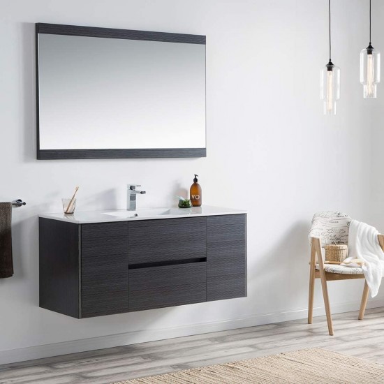 Valencia 48 Inch Single Vanity with Ceramic Sink - Silver Grey