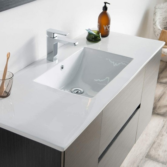 Valencia 48 Inch Single Vanity with Ceramic Sink - Silver Grey
