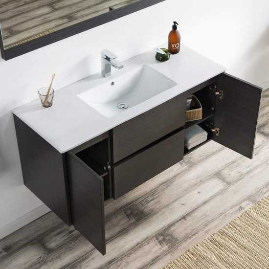Valencia 48 Inch Single Vanity with Ceramic Sink - Silver Grey