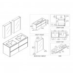 Valencia 48 Inch Double Vanity with Ceramic Sink & Medicine Cabinet - White