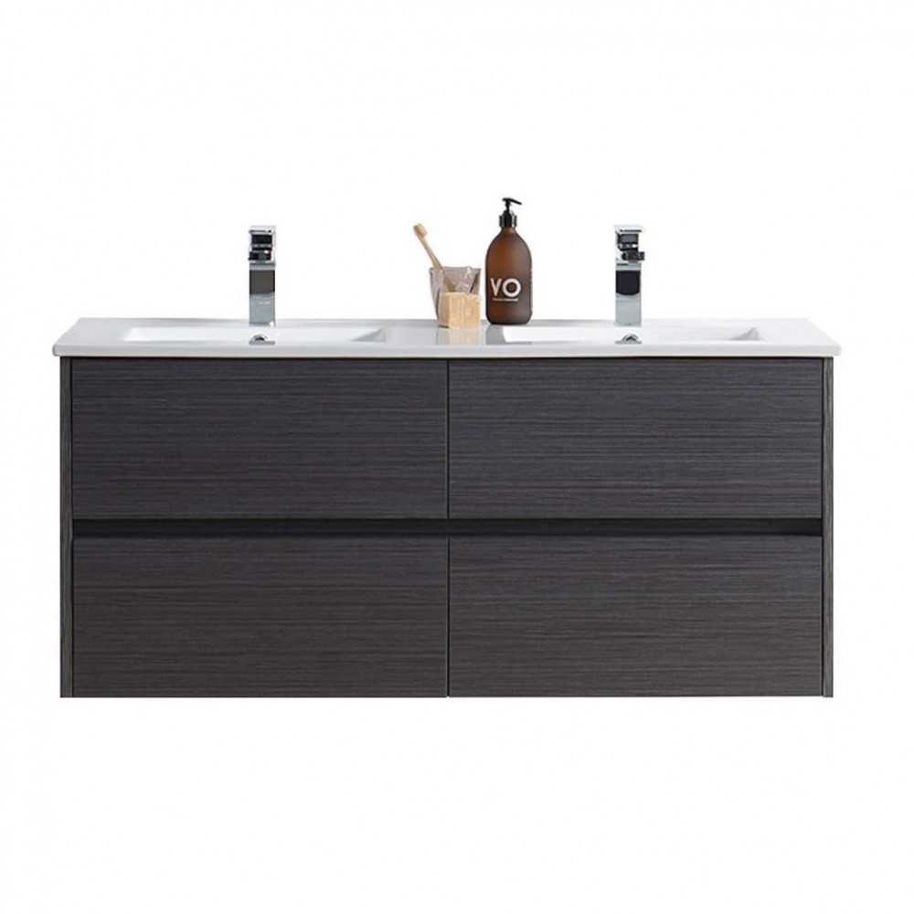 Valencia 48 Inch Double Vanity with Ceramic Sink - Silver Grey