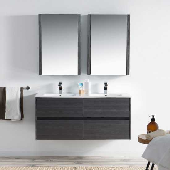 Valencia 48 Inch Double Vanity with Ceramic Sink - Silver Grey