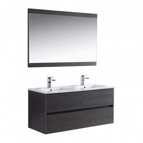 Valencia 48 Inch Double Vanity with Ceramic Sink & Mirror - Silver Grey