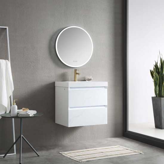 Jena 24 Inch Vanity Base Only - Calacatta White