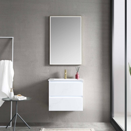 Jena 24 Inch Vanity Base Only - Calacatta White