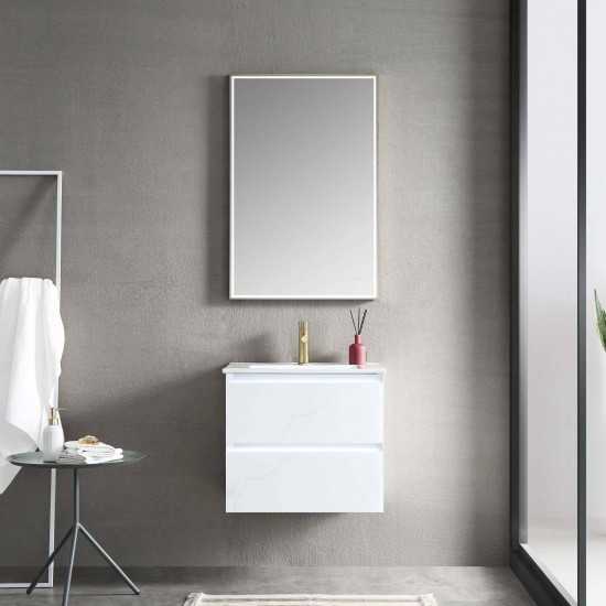 Jena 24 Inch Vanity Base Only - Calacatta White