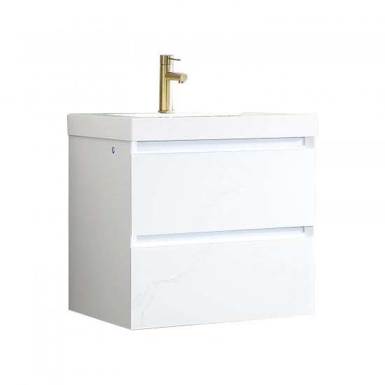 Jena 24 Inch Vanity with Acrylic Sink - Calacatta White