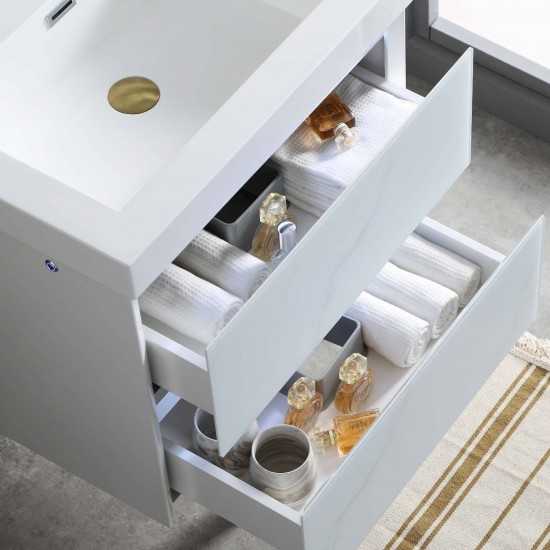 Jena 24 Inch Vanity with Acrylic Sink - Calacatta White